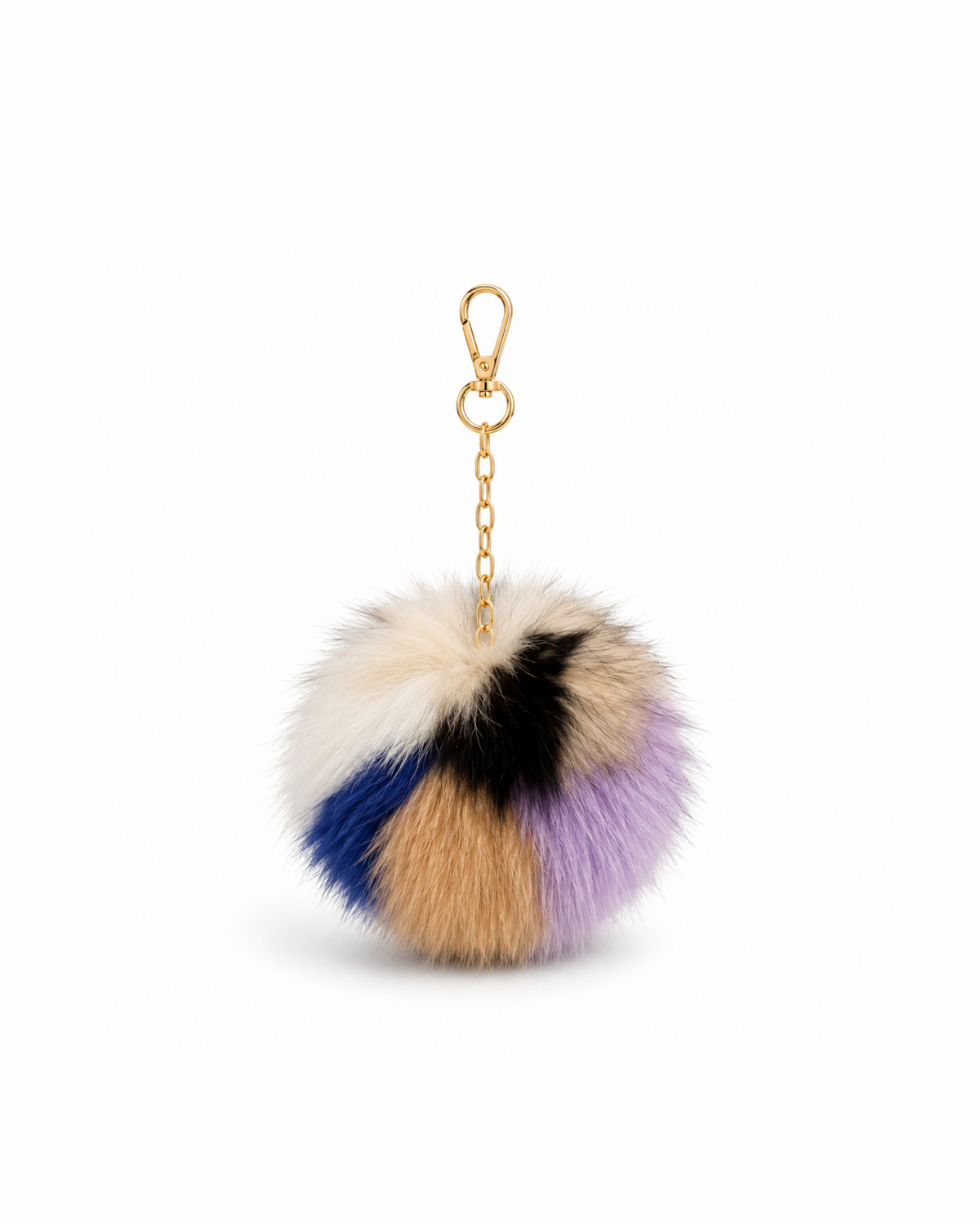 Pastel tonlarda çok renkli Pompom Charm aksesuarının metal zincir ve klipsle görünümü. | Renk: Pastel Multi